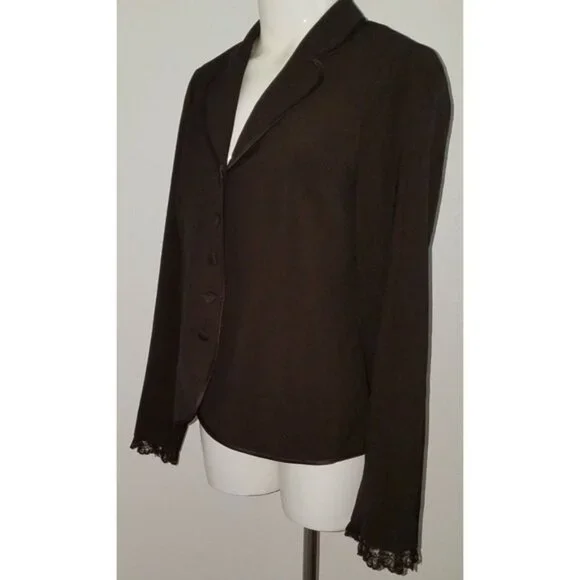 Motherhood Maternity Brown Blazer Jacket Size Small Career Pink Lined Lace Wrist - Picture 4 of 8